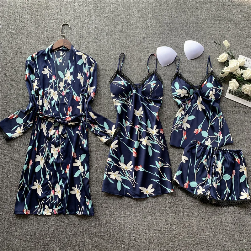 Pyjamas Women Spring Summer New European Style Printed Nightgown Two-Piece Silk Pajamas Long Sleeve Sexy Nightdress Bathrobe
Pyjamas Women Spring Summer New European Style Printed Nightgown Two-Piece Silk Pajamas Long Sleeve Sexy Nightdress Bathrobe