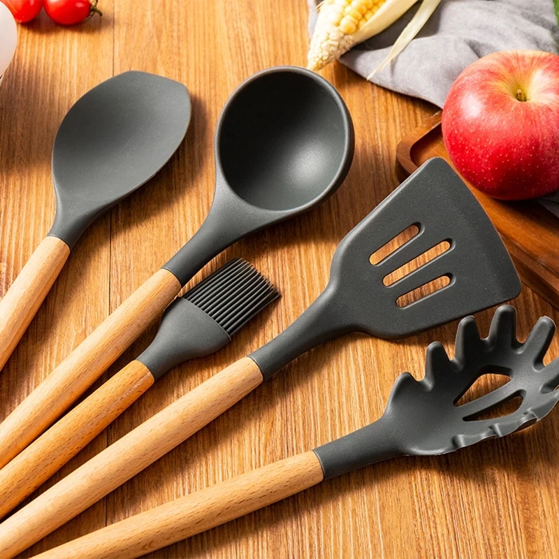 Silicone Kitchen Tool Cooking Tool Utensils Set Spatula Shovel Soup Spoon Wooden Kitchenware Heat-resistant Non-Stick Cookware
Silicone Kitchen Tool Cooking Tool Utensils Set Spatula Shovel Soup Spoon Wooden Kitchenware Heat-resistant Non-Stick Cookware