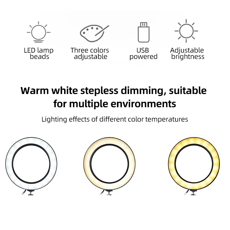 2021 Adjustable Lights Live Broadcast Video Fill Light Beauty Lighting Selfie Cell phone Fill Ring Light Mobile Phone Brightness
2021 Adjustable Lights Live Broadcast Video Fill Light Beauty Lighting Selfie Cell phone Fill Ring Light Mobile Phone Brightness