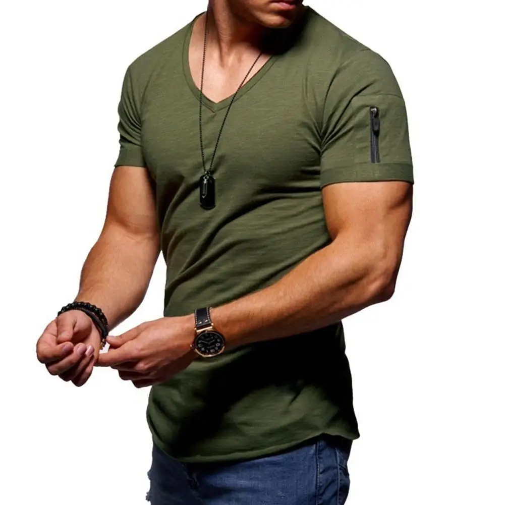 Men Solid Color Zip Pocket Low Cut V Neck Short Sleeve Zipper Bottoming T-shirt Casua Fit Plus Size Tee Top Daily Travel Wear
Men Solid Color Zip Pocket Low Cut V Neck Short Sleeve Zipper Bottoming T-shirt Casua Fit Plus Size Tee Top Daily Travel Wear