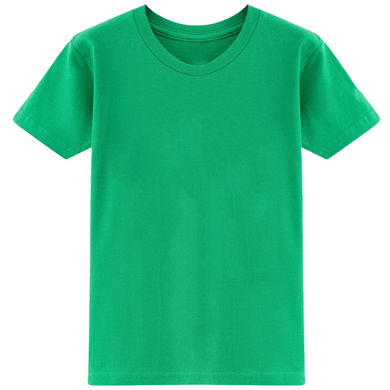 Оптовая цена летняя детская оранжевая футболка Однотонная синяя зеленая для