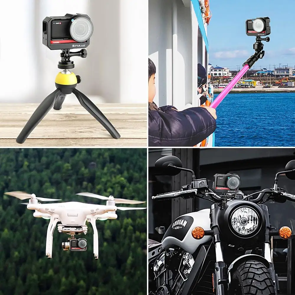 PULUZ Aluminum alloy Frame Mount Protective Case Cage &Cold Shoe Base Slot & Tripod Base Adapter for Insta360 One R Accessories
PULUZ Aluminum alloy Frame Mount Protective Case Cage &Cold Shoe Base Slot & Tripod Base Adapter for Insta360 One R Accessories