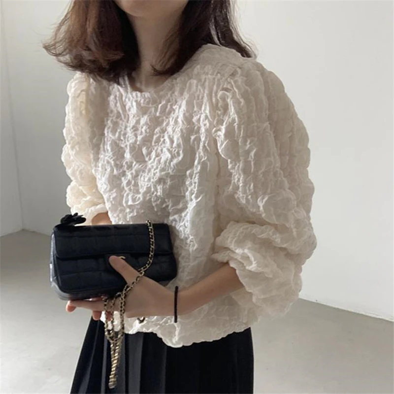 Limiguyue Round Neck Women Blouses Shirts Chic Folds Bubble Cotton Long Sleeve Pullover Tops Loose Casual Korea Blusas K3938
Limiguyue Round Neck Women Blouses Shirts Chic Folds Bubble Cotton Long Sleeve Pullover Tops Loose Casual Korea Blusas K3938
