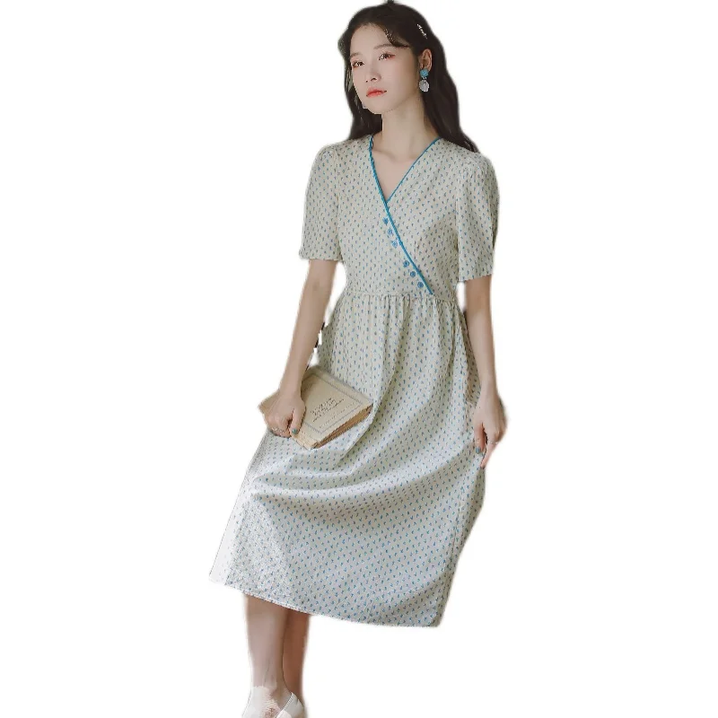 Chiffon Women's Dress Print Fashion Girl Dresses Casual High Waist Slim Floral A-LINE Office Lady Mid-Calf Houthion
Chiffon Women's Dress Print Fashion Girl Dresses Casual High Waist Slim Floral A-LINE Office Lady Mid-Calf Houthion