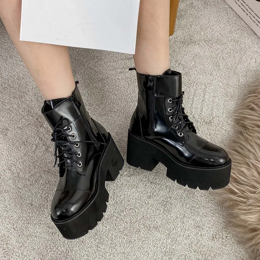 SaraIris New Arrival Ladies Boots Lace Up Zipper Square High Heel Motorcycle Boots Women Platform Buckle Stylish Shoes Woman
SaraIris New Arrival Ladies Boots Lace Up Zipper Square High Heel Motorcycle Boots Women Platform Buckle Stylish Shoes Woman