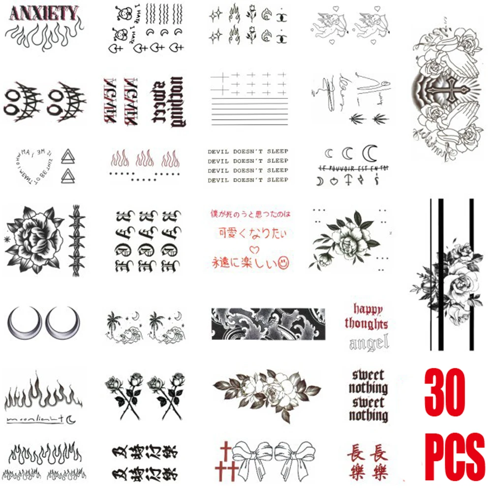 30Pcs Clown Flame Rose Heart Shape NEVER AGAIN English Women Girls Sexy Temporary Tattoo Stickers Waterproof Body Arm Chest Art
30Pcs Clown Flame Rose Heart Shape NEVER AGAIN English Women Girls Sexy Temporary Tattoo Stickers Waterproof Body Arm Chest Art