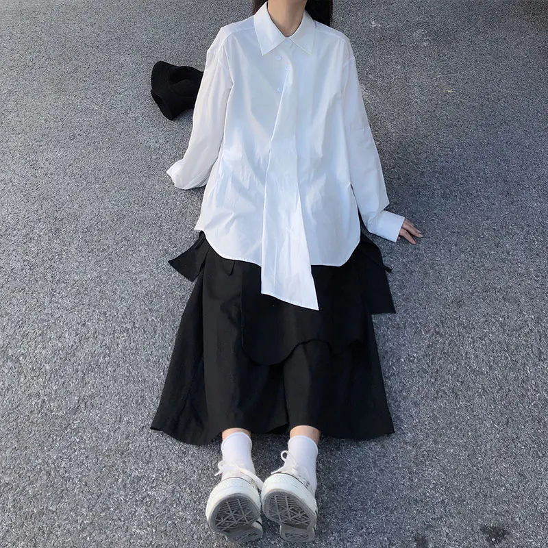 2020 autumn korean style loose long sleeve shirt womens soild color irregulr white blouses womens tops (X1127)
2020 autumn korean style loose long sleeve shirt womens soild color irregulr white blouses womens tops (X1127)