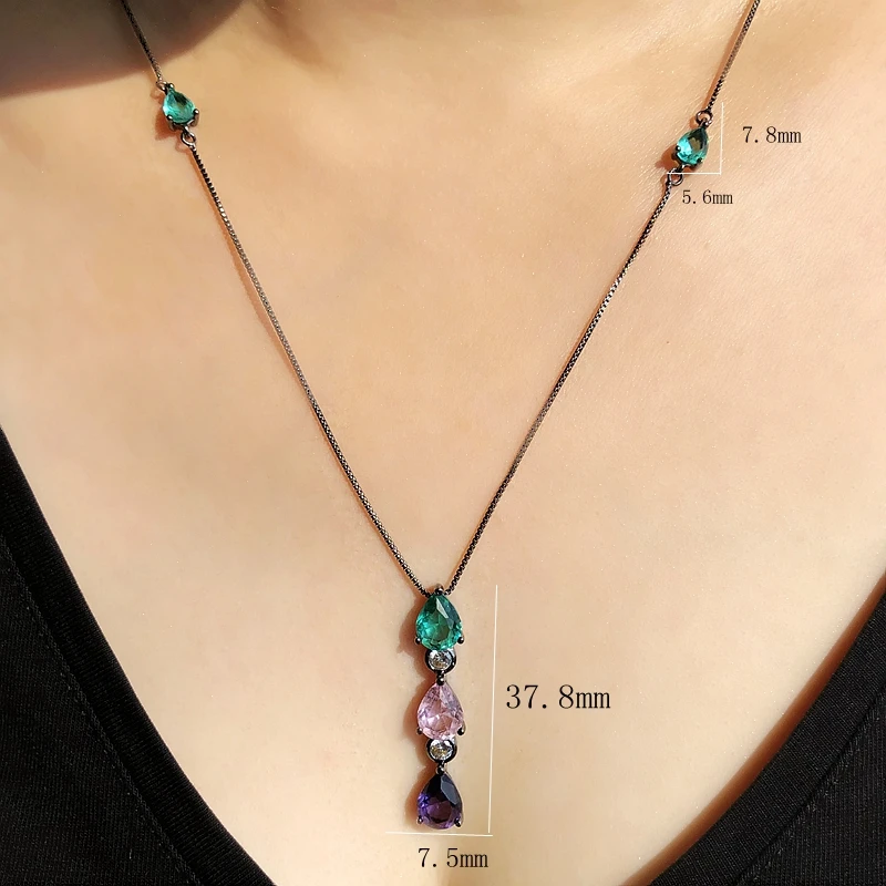 MultiColor Water drop Crystal Zircon Long Pendant Necklace For Women Gold color chain green stone Unique party Statement Jewelry
MultiColor Water drop Crystal Zircon Long Pendant Necklace For Women Gold color chain green stone Unique party Statement Jewelry