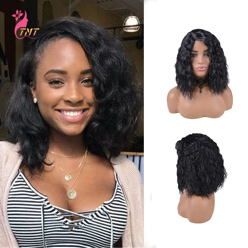 Synthetic Resistant Short Black Side Part Water Wave Wig 180% Density Natural Looking Wig Short Wave Bob Wig for Black Woman
Synthetic Resistant Short Black Side Part Water Wave Wig 180% Density Natural Looking Wig Short Wave Bob Wig for Black Woman