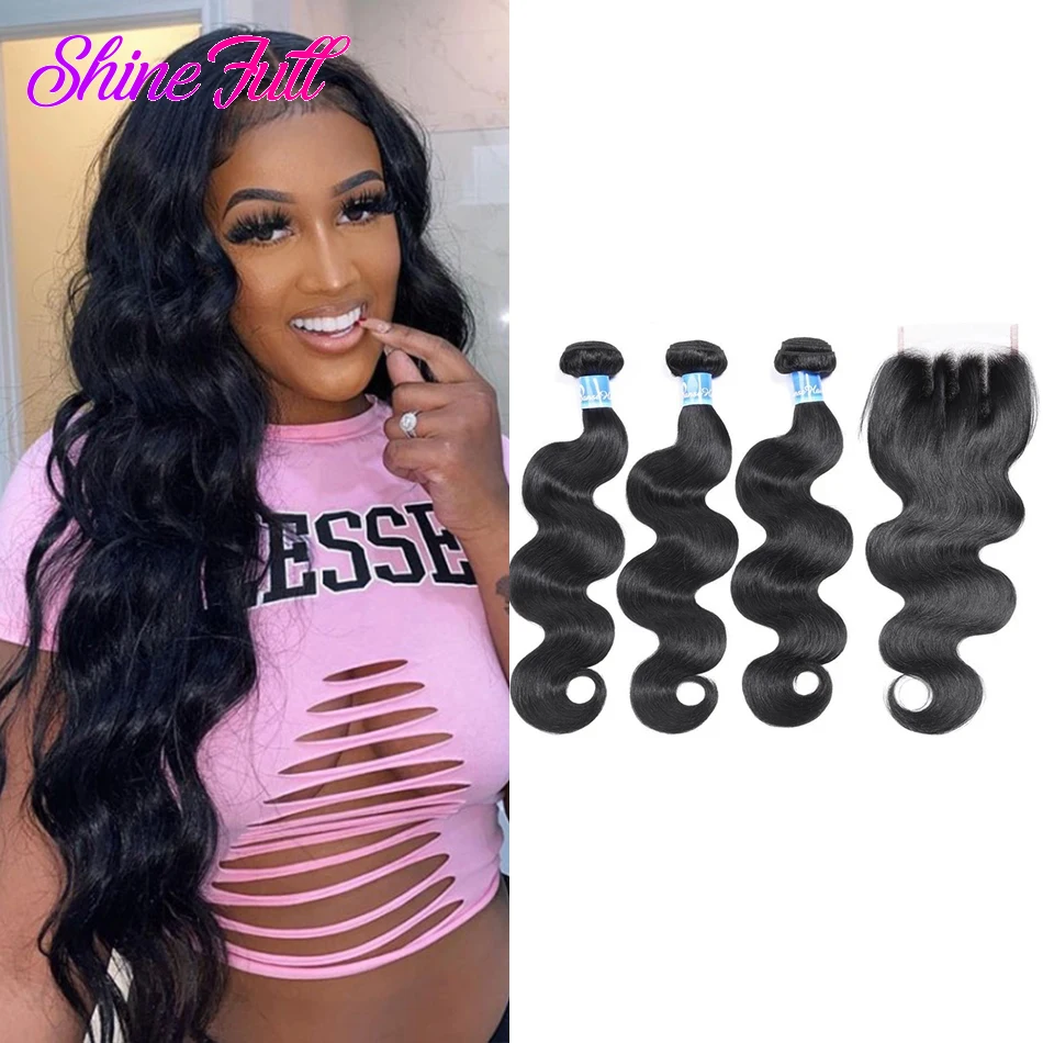 ShineFull Malaysian Body Wave Human Hair Bundles With Lace Closure 4X4 Non Remy Human Hair Extensions 3 Bundles With Closure
ShineFull Malaysian Body Wave Human Hair Bundles With Lace Closure 4X4 Non Remy Human Hair Extensions 3 Bundles With Closure