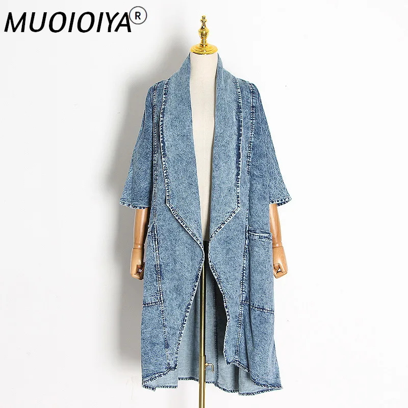 Female Clothing Overcoats 2021 Tide Vintage Denim Women Windbreaker Lapel Collar Half Sleeve High Waist Trench Coat Blue Outwear
Female Clothing Overcoats 2021 Tide Vintage Denim Women Windbreaker Lapel Collar Half Sleeve High Waist Trench Coat Blue Outwear