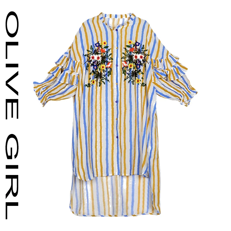 Lantern Batwing Sleeve Blouse Women Long Embroidery Floral Stripped Shirts Bohemian Irregular Blouse Blousa Shirtdress
Lantern Batwing Sleeve Blouse Women Long Embroidery Floral Stripped Shirts Bohemian Irregular Blouse Blousa Shirtdress