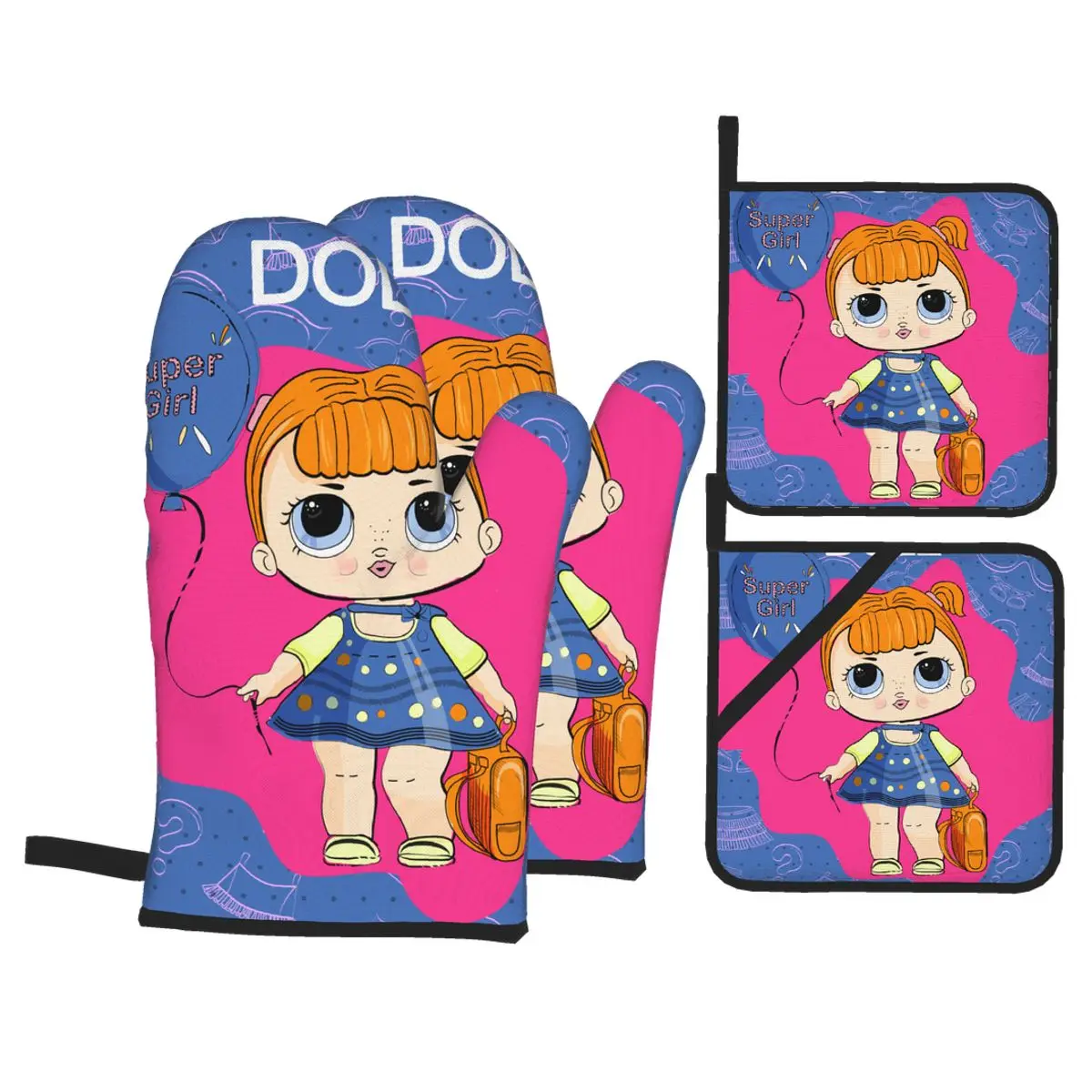 4 Set of Kitchen Gloves Insulation Cute Doll With Polka Dots Pad Cooking Microwave Gloves Baking BBQ Oven Potholders Mitts 
4 Set of Kitchen Gloves Insulation Cute Doll With Polka Dots Pad Cooking Microwave Gloves Baking BBQ Oven Potholders Mitts