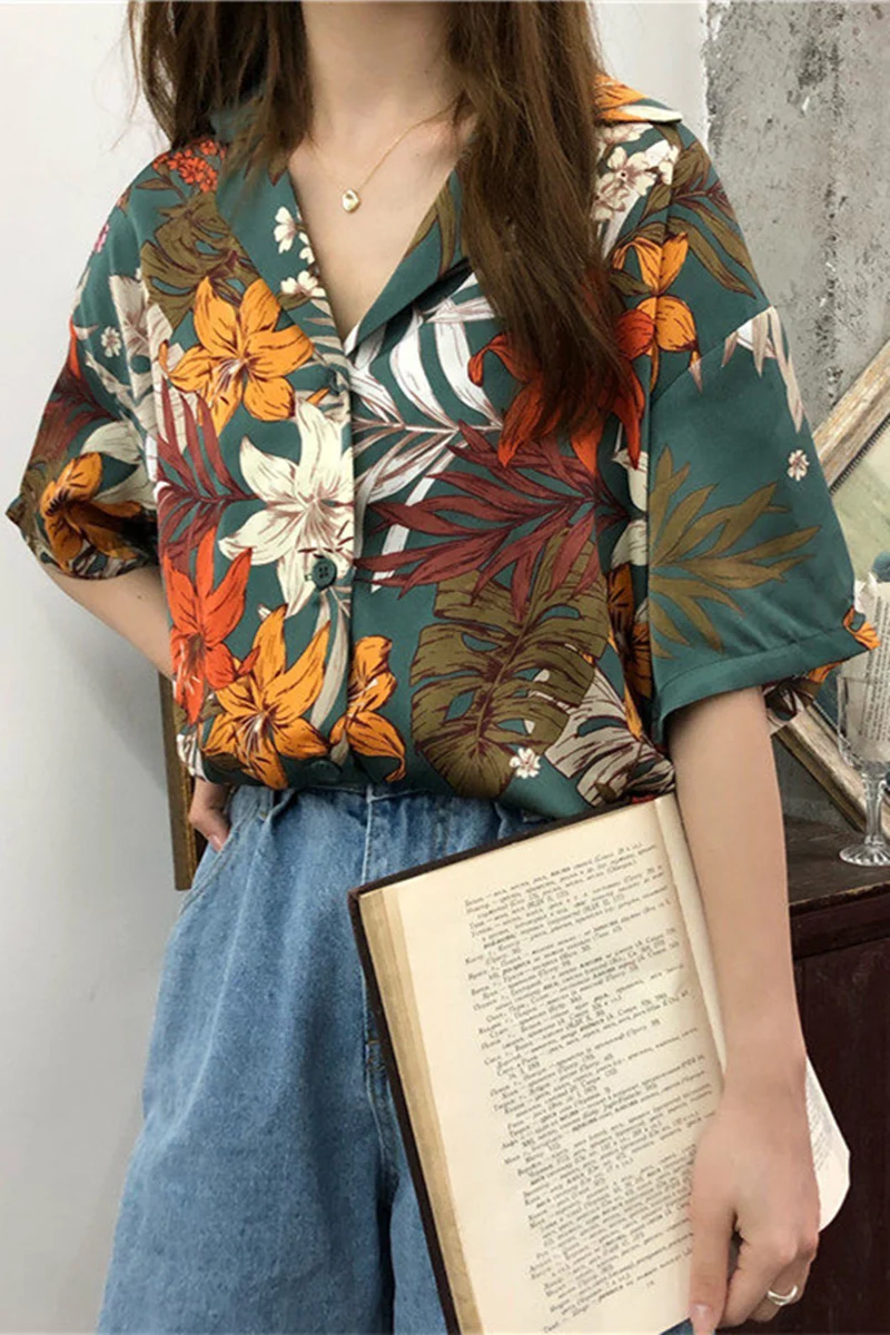 Chiffon Floral Short Sleeve Vintage Notched Casual Basic College Wind Women Female Shirts
Chiffon Floral Short Sleeve Vintage Notched Casual Basic College Wind Women Female Shirts