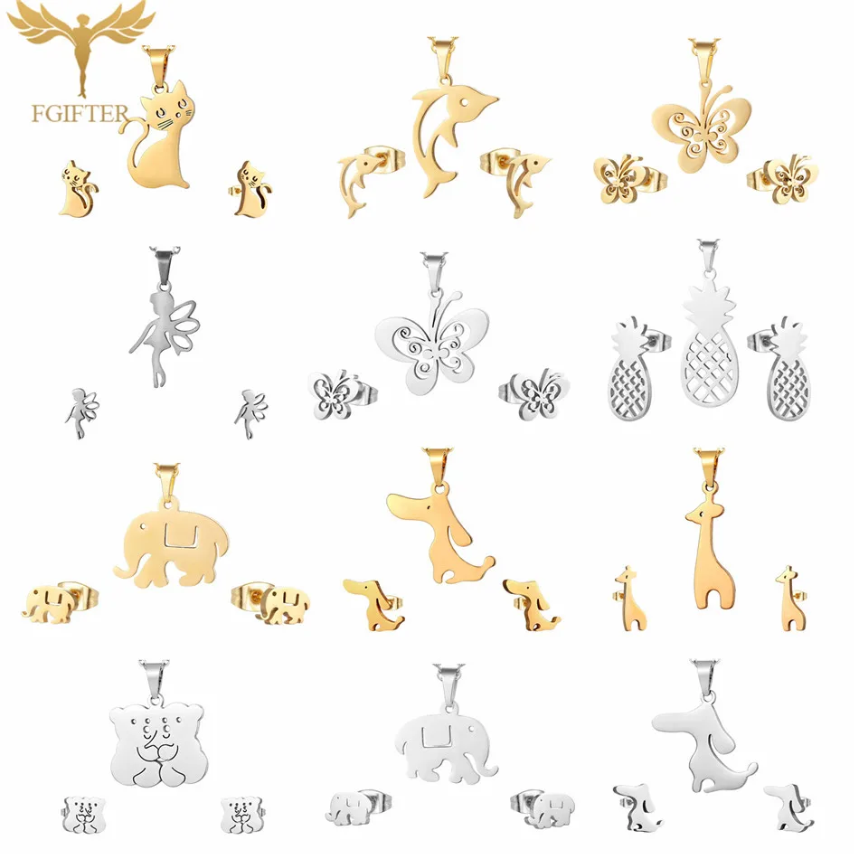 Cute Girl Jewelry Stainless Steel Kids Jewelry Sets for Girls Stud Earrings And Necklace Set Children Animal Jewellery Gifts
Cute Girl Jewelry Stainless Steel Kids Jewelry Sets for Girls Stud Earrings And Necklace Set Children Animal Jewellery Gifts