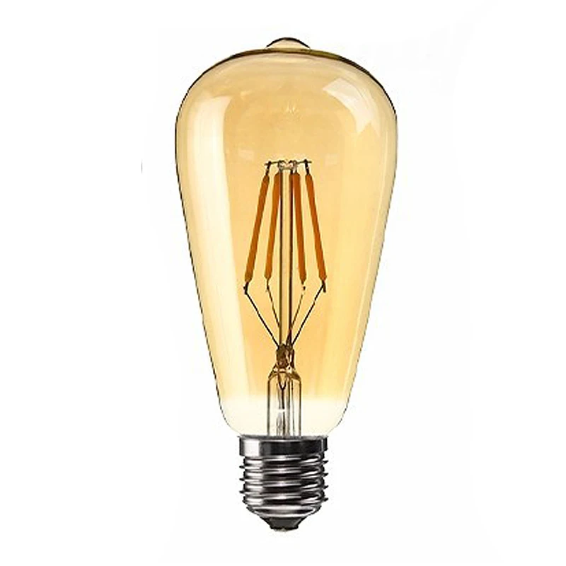 

New Dimmable E27 4W Edison Retro Vintage Filament ST64 COB LED Bulb Light Lamp Body Color:Golden Cover Light Color:Gold Yellow (