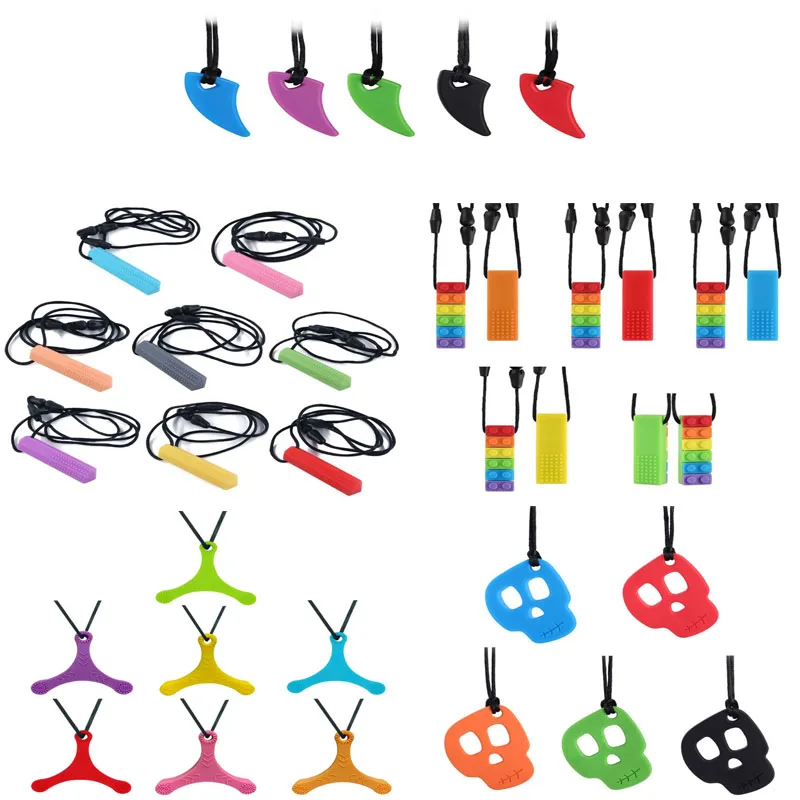 1PC Rainbow Brick Robot Skull Chew Necklace Autistic Baby Silicone Teether Autism Sensory Chewy Toys
1PC Rainbow Brick Robot Skull Chew Necklace Autistic Baby Silicone Teether Autism Sensory Chewy Toys