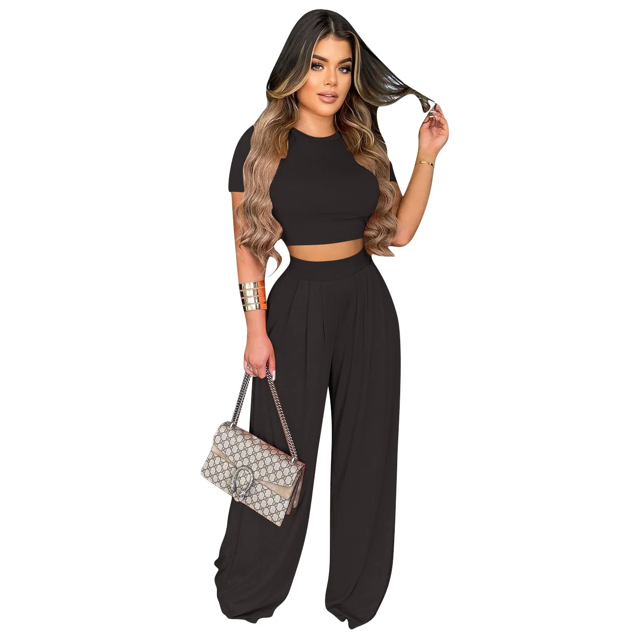 2021 Summer New Women's Fashion SexyTwo-piece Suit Short sleeve Wide Leg Pants Tops+Pants High Waist Flared Trousers Bodycon Set
2021 Summer New Women's Fashion SexyTwo-piece Suit Short sleeve Wide Leg Pants Tops+Pants High Waist Flared Trousers Bodycon Set