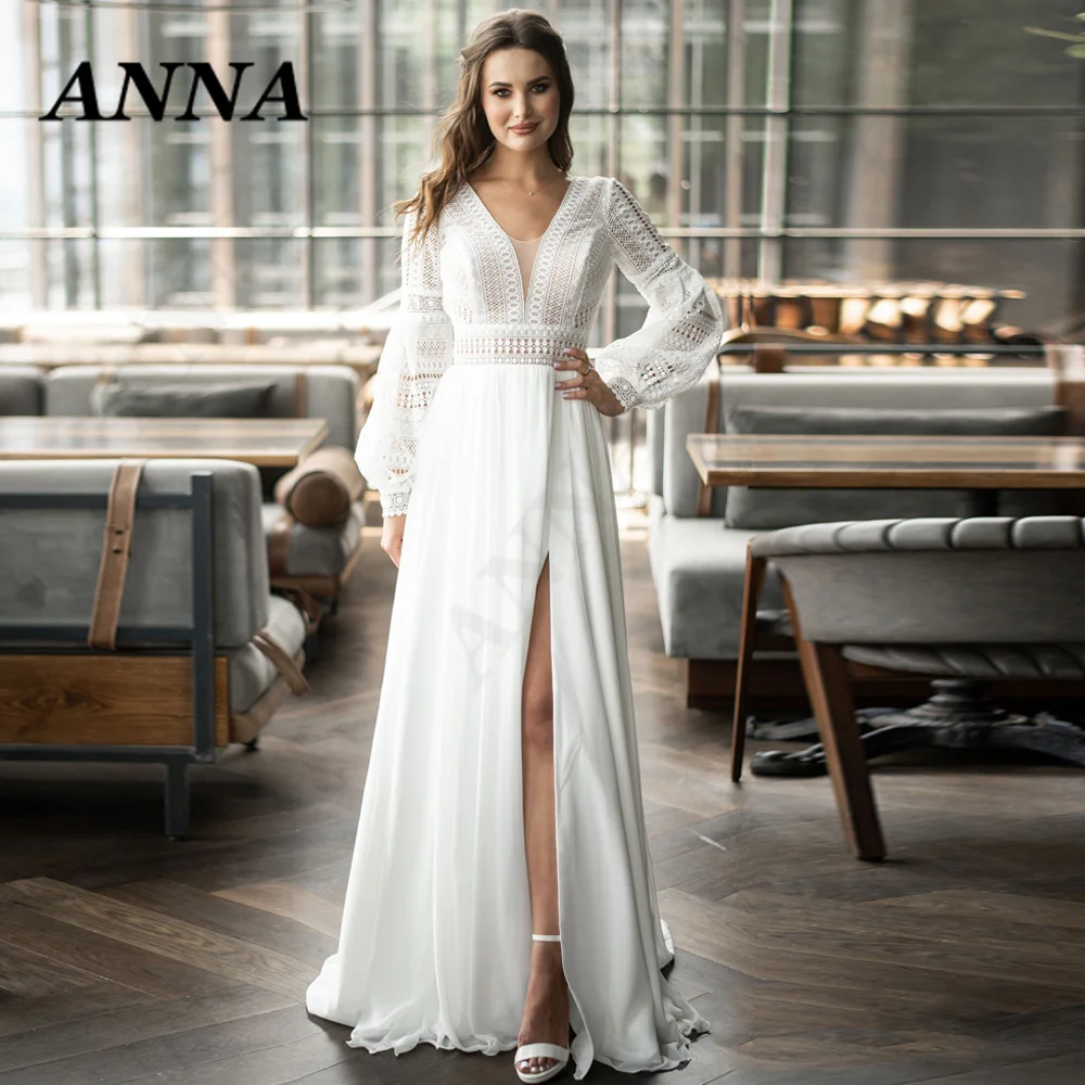 Anna Beauty Wedding Dress 2021 Boho V-Neck Chiffon Beach Party Gown Simple Elegant Applique Vestido De Noiva Civil Women Skirt
Anna Beauty Wedding Dress 2021 Boho V-Neck Chiffon Beach Party Gown Simple Elegant Applique Vestido De Noiva Civil Women Skirt