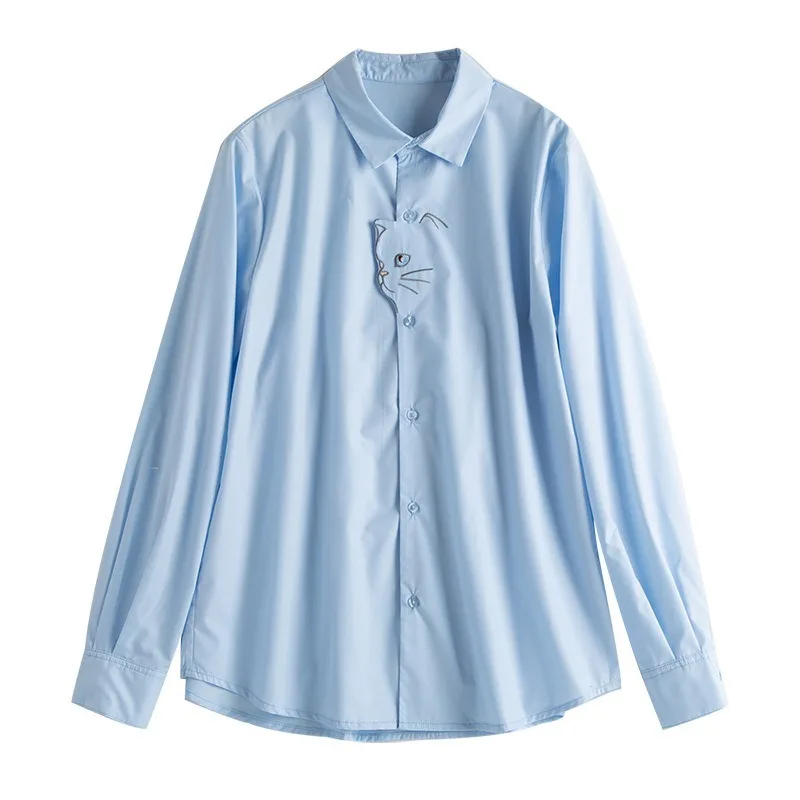 Cat Embroidered Shirt Women's Spring and Autumn Long Sleeve Design Korean Style Top
Cat Embroidered Shirt Women's Spring and Autumn Long Sleeve Design Korean Style Top