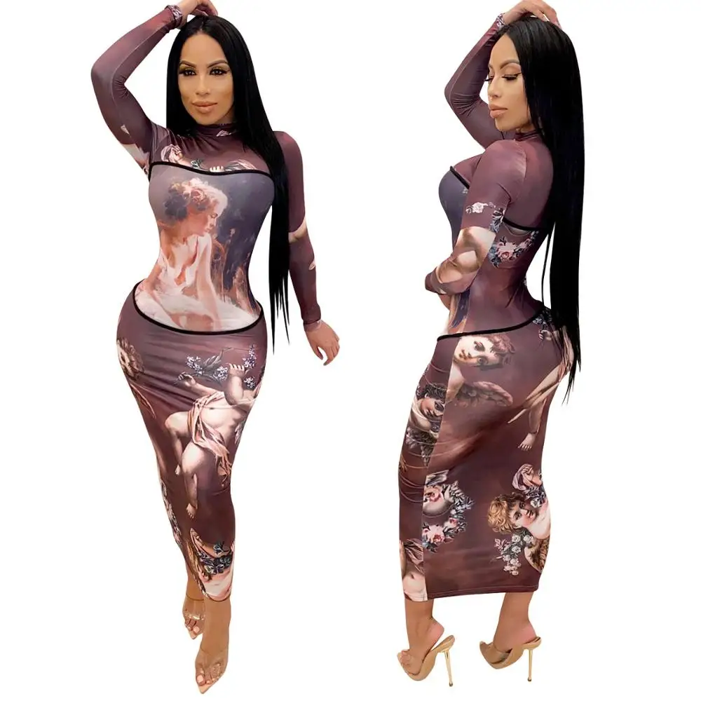 Autumn Sexy Club Print Vintage Long Party Dress Women Skinny Robe Streetwear Long Sleeve Vestido 
Autumn Sexy Club Print Vintage Long Party Dress Women Skinny Robe Streetwear Long Sleeve Vestido