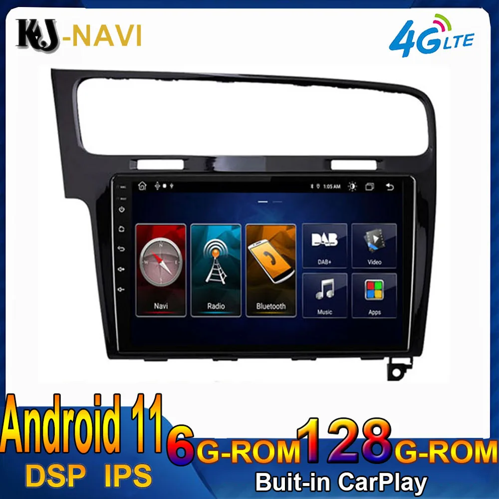 

Автомобильная Мультимедийная система 4G LTE, автомагнитола на Android 11, с GPS, Wi-Fi, DSP звуком 10 дюймов, 6 + 128 ГГц, для VW Volkswagen Golf Seven, 2013