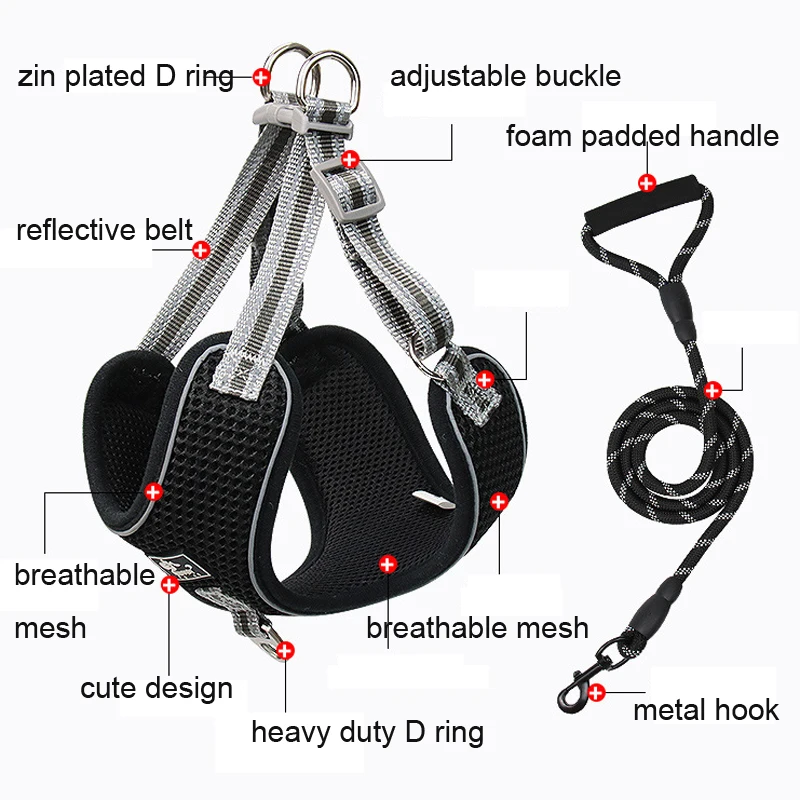 Large Dog Harness Leash Set Breathable Mesh Reflective Jogging Vest Leads Outdoor Chest Strap with Pull Rope Explosion Proof
Large Dog Harness Leash Set Breathable Mesh Reflective Jogging Vest Leads Outdoor Chest Strap with Pull Rope Explosion Proof