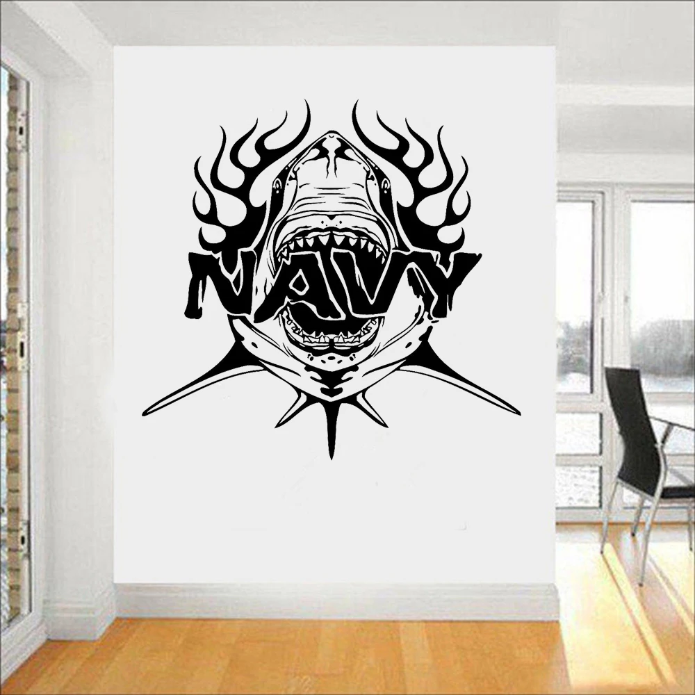 Navy Shark Wall Stickers Boys Room Art Decor Army Predator Fangs War Soldiers Vinyl Wall Decal Home Decor Living Room Z273
Navy Shark Wall Stickers Boys Room Art Decor Army Predator Fangs War Soldiers Vinyl Wall Decal Home Decor Living Room Z273