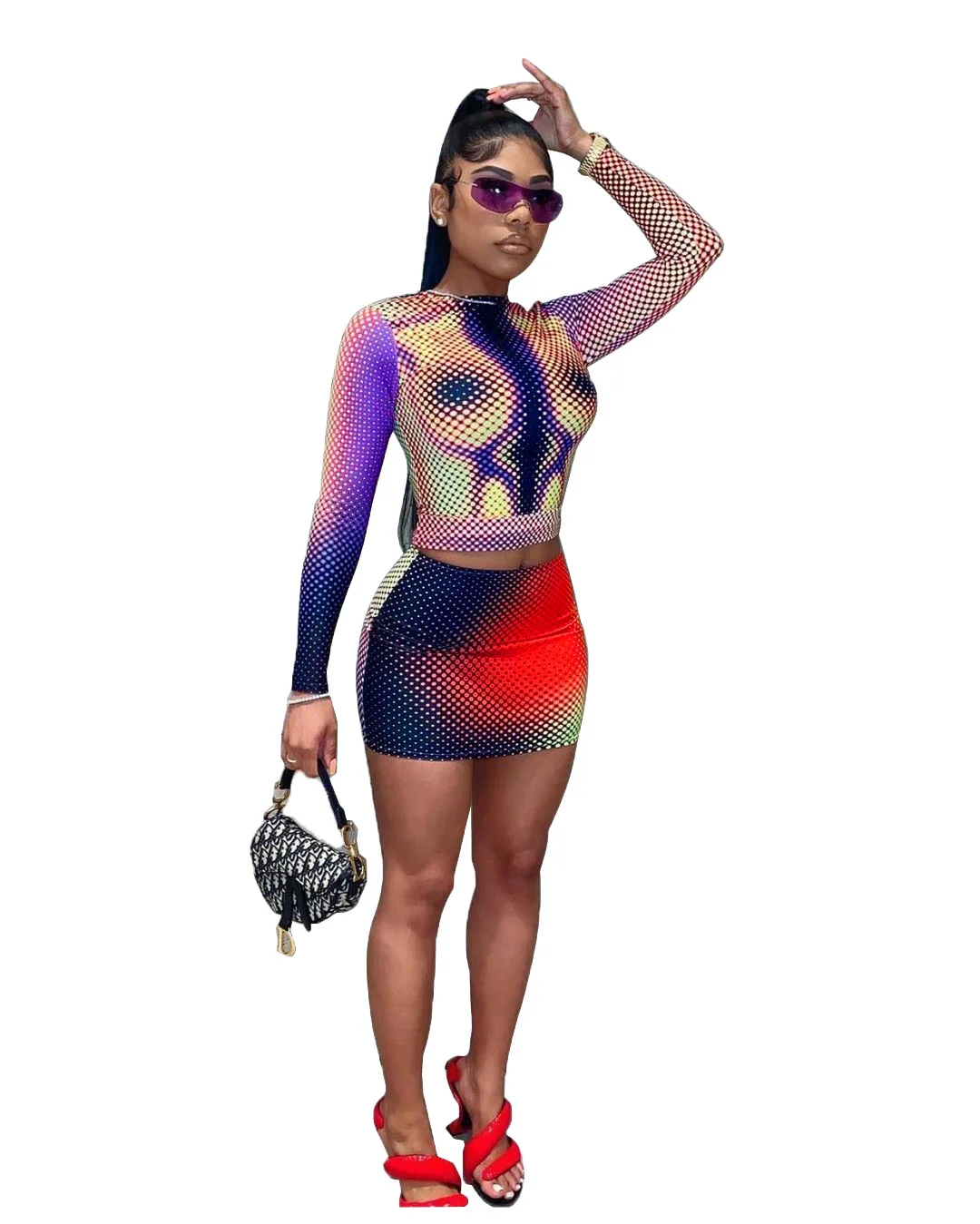 Sexy Polka Dot Print Skirts Two Piece Set Women Casual Long Sleeve Crop Tops Mini Skirt Suit Outfit Party Club Matching Clothes
Sexy Polka Dot Print Skirts Two Piece Set Women Casual Long Sleeve Crop Tops Mini Skirt Suit Outfit Party Club Matching Clothes