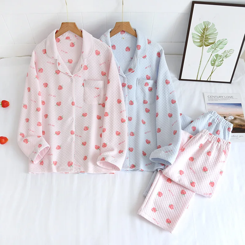 Cotton Pj Sets for Women Autumn/winter Long Sleeve Three-layer Keep Warm Thickened Pajamas Set Lady New Two-piece Set Homewear
Cotton Pj Sets for Women Autumn/winter Long Sleeve Three-layer Keep Warm Thickened Pajamas Set Lady New Two-piece Set Homewear
