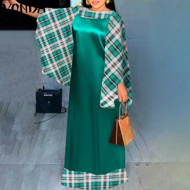 VONDA Women Bat-Sleeve Dress 2021 Ladies Casual O Neck Long Sleeve Dresses Fall Vestidos Autumn Patchwork Plaid Prom Robes
VONDA Women Bat-Sleeve Dress 2021 Ladies Casual O Neck Long Sleeve Dresses Fall Vestidos Autumn Patchwork Plaid Prom Robes