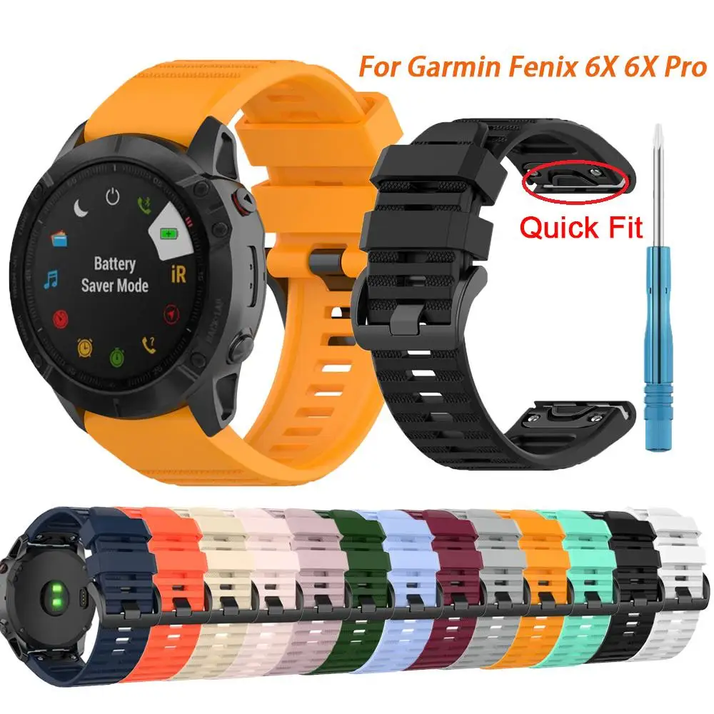 26mm Silicone Strap Replacement Watchband for Garmin Fenix 6X Wristband Bracelet for Garmin Fenix 5X/5X Plus Smart Watch Bands
26mm Silicone Strap Replacement Watchband for Garmin Fenix 6X Wristband Bracelet for Garmin Fenix 5X/5X Plus Smart Watch Bands