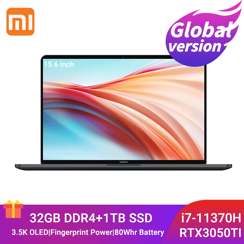 

New Xiaomi Mi Laptop Pro X 15 Intel Core i7-11370H RTX 3050 Ti 32GB DDR4+1TB SSD 15.6Inch 3.5K OLED Notebook Gaming Computer