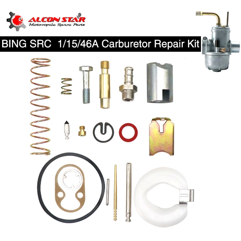 Alconstar BING SRE 1/15/46A Repair kit for 15mm Carburetor Replacement Moped Bike Bing style Carb Puch Bing Dax Motorcycle
Alconstar BING SRE 1/15/46A Repair kit for 15mm Carburetor Replacement Moped Bike Bing style Carb Puch Bing Dax Motorcycle