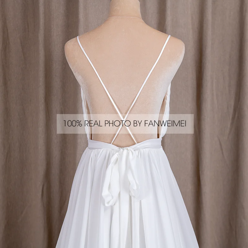 #6276 100% Real Photos Deep V-Neck Spaghetti Strap Boho Sexy Chiffon Plus White Wedding Dress For Mature Woman
#6276 100% Real Photos Deep V-Neck Spaghetti Strap Boho Sexy Chiffon Plus White Wedding Dress For Mature Woman