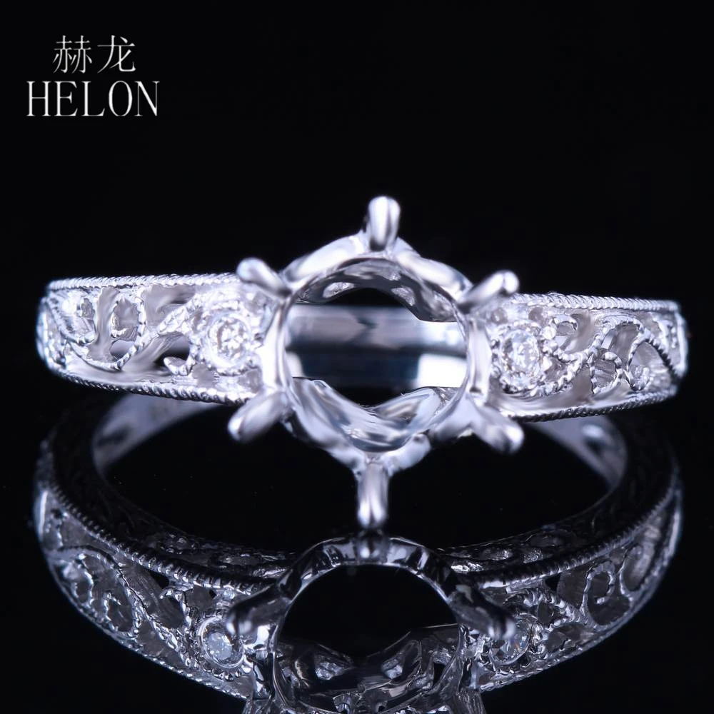 HELON 7.5-8mm Round Solid 14K White Gold VS Natural Diamonds Vintage Antique Filigree Jewelry Semi Mount Engagement Wedding Ring
HELON 7.5-8mm Round Solid 14K White Gold VS Natural Diamonds Vintage Antique Filigree Jewelry Semi Mount Engagement Wedding Ring