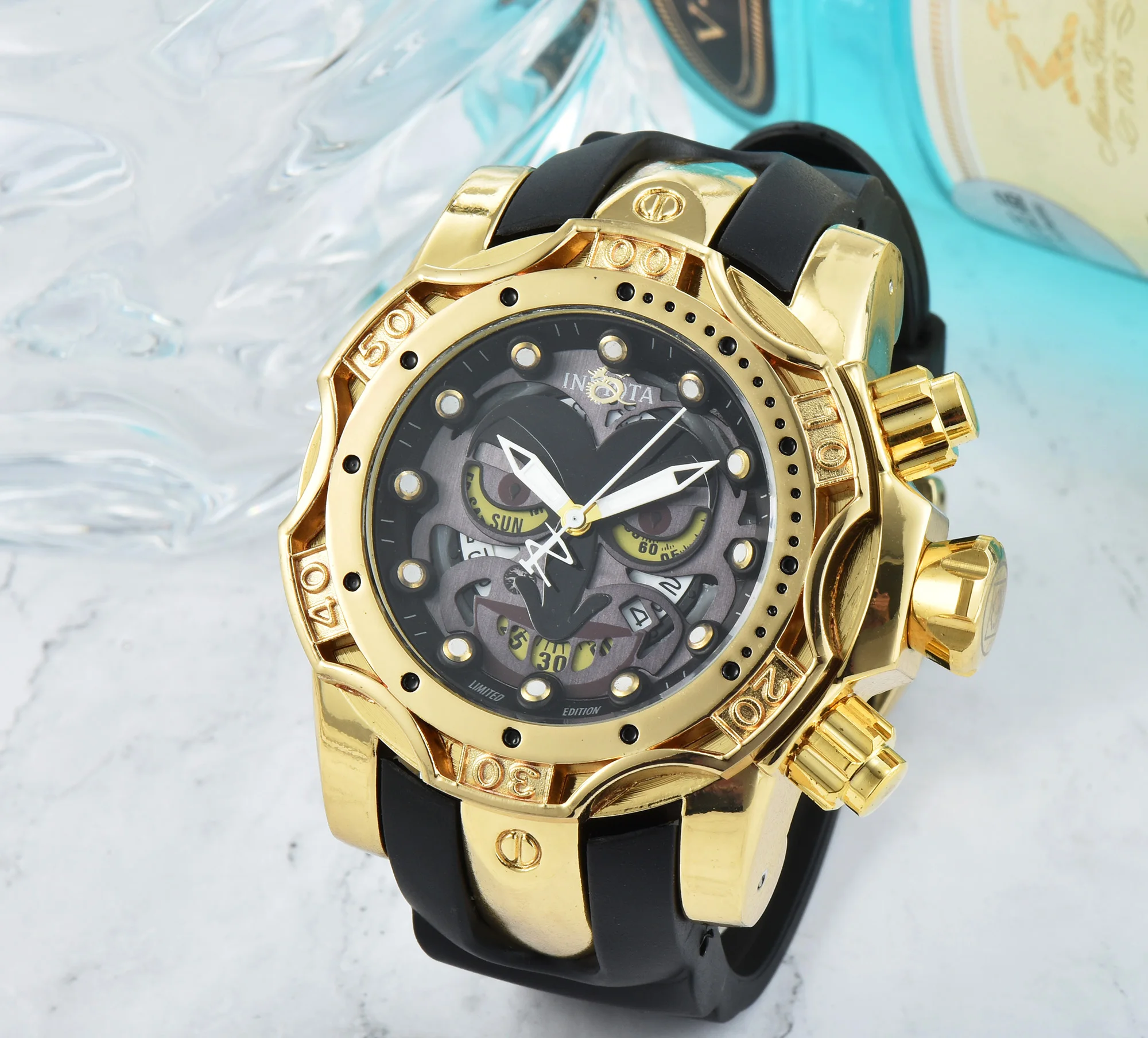 Brand men's watch AAA + high grade leisure waterproof watch personality large dial quartz watch
Brand men's watch AAA + high grade leisure waterproof watch personality large dial quartz watch
