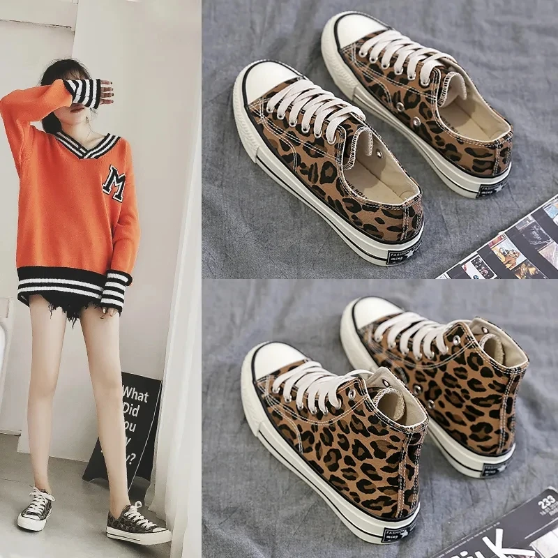 Leopard High-top Canvas Shoes Women's Sneakers Fashion New Lace-up Flat Shoes Women Classic Streetwear Tennis Female Espadrilles
Leopard High-top Canvas Shoes Women's Sneakers Fashion New Lace-up Flat Shoes Women Classic Streetwear Tennis Female Espadrilles