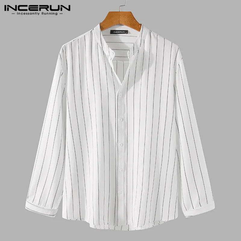 2021 Striped Men Shirt Stand Collar Harajuku Long Sleeve Streetwear Casual Blouse Button Vintage Leisure Camisas INCERUN S-5XL
2021 Striped Men Shirt Stand Collar Harajuku Long Sleeve Streetwear Casual Blouse Button Vintage Leisure Camisas INCERUN S-5XL