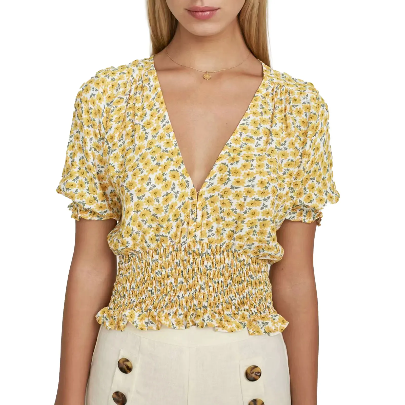 Female Tops, Girls Flower Print V-Neck Short Sleeve Pullover Short Shirt for Summer Autumn, S/M/L
Female Tops, Girls Flower Print V-Neck Short Sleeve Pullover Short Shirt for Summer Autumn, S/M/L