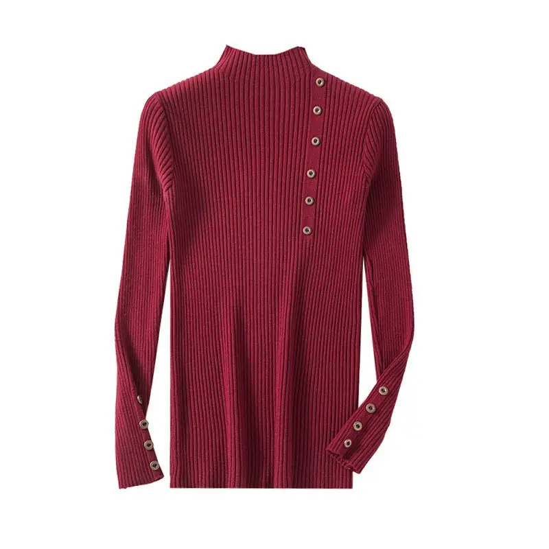 New Autumn Winter Turtleneck Pullovers Sweaters For Women Korean Fashion Oblique Buttons Slim-fit Tight Sweater Top
New Autumn Winter Turtleneck Pullovers Sweaters For Women Korean Fashion Oblique Buttons Slim-fit Tight Sweater Top