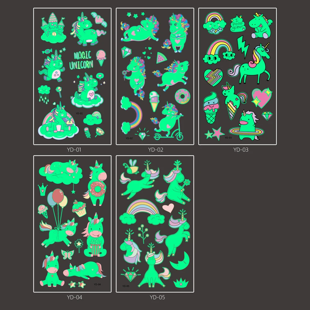 5pcs/set Summer New Style Tattoo Stickers Luminous Unicorn Sticker Waterproof Sweatproof Tattoo Temporary Tattoos Child Tattoo
5pcs/set Summer New Style Tattoo Stickers Luminous Unicorn Sticker Waterproof Sweatproof Tattoo Temporary Tattoos Child Tattoo