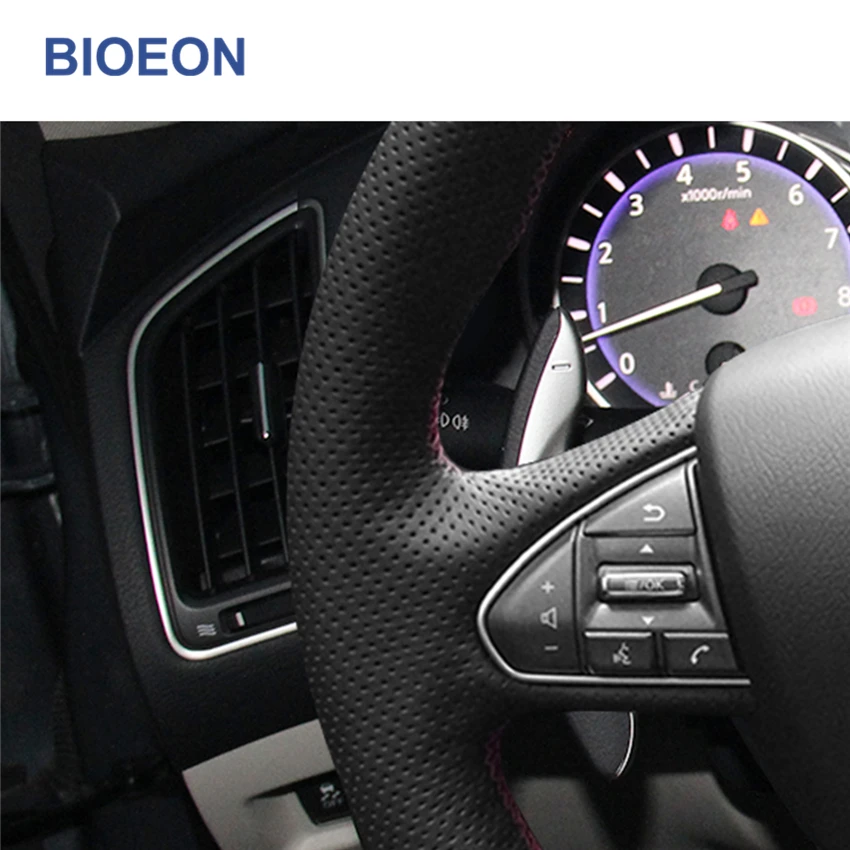 Black PU Artificial Leather Car Steering Wheel Covers for Infiniti Q50 2014 2015 2016 2017 QX50 | Автомобили и мотоциклы