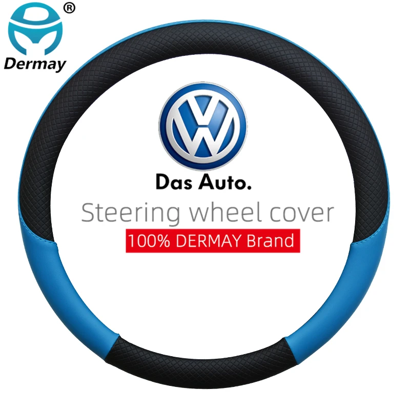 Фото 100% DERMAY брендовый кожаный чехол рулевого колеса автомобиля для Volkswagen VW Golf 4 MK4 Gti