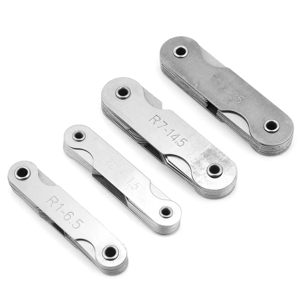 4pcs Stainless Steel Radius Fillet Gauge Measuring Tool l Concave Convex arc R0.3-1.5 / R1-6.5 / R7-14.5 / R15-25
4pcs Stainless Steel Radius Fillet Gauge Measuring Tool l Concave Convex arc R0.3-1.5 / R1-6.5 / R7-14.5 / R15-25