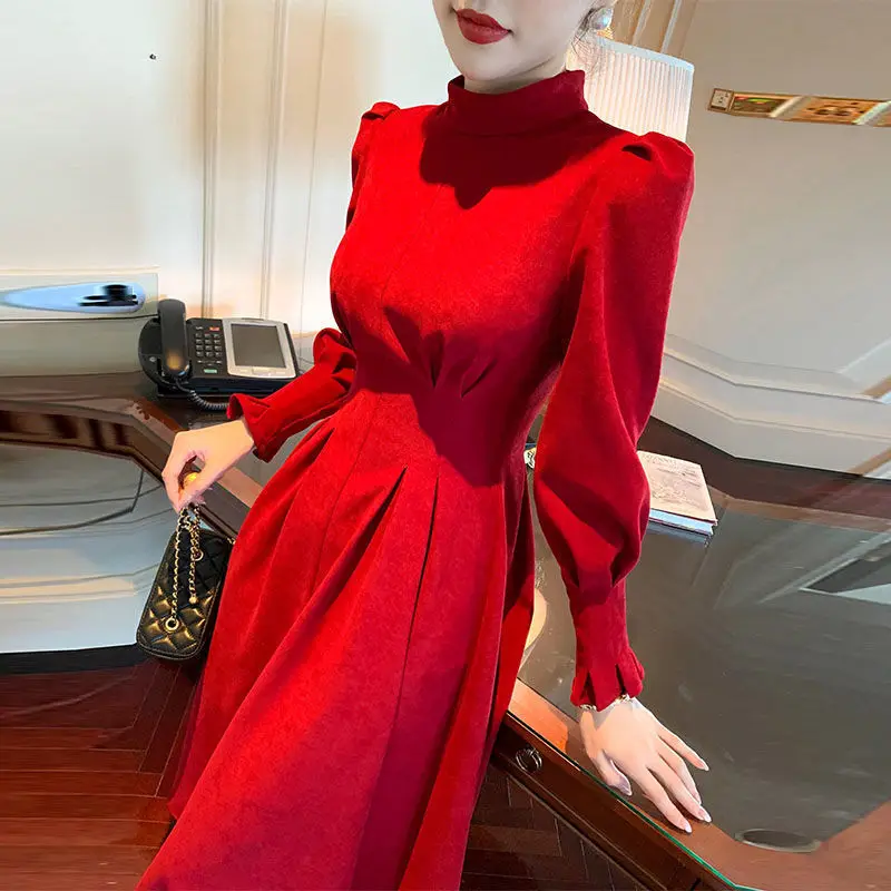 New 2021 Hot Sale Korean Slim A-line Dresses Women Autumn Winter Long Sleeve Turtleneck Casual Dress Female Party Vestidos
New 2021 Hot Sale Korean Slim A-line Dresses Women Autumn Winter Long Sleeve Turtleneck Casual Dress Female Party Vestidos
