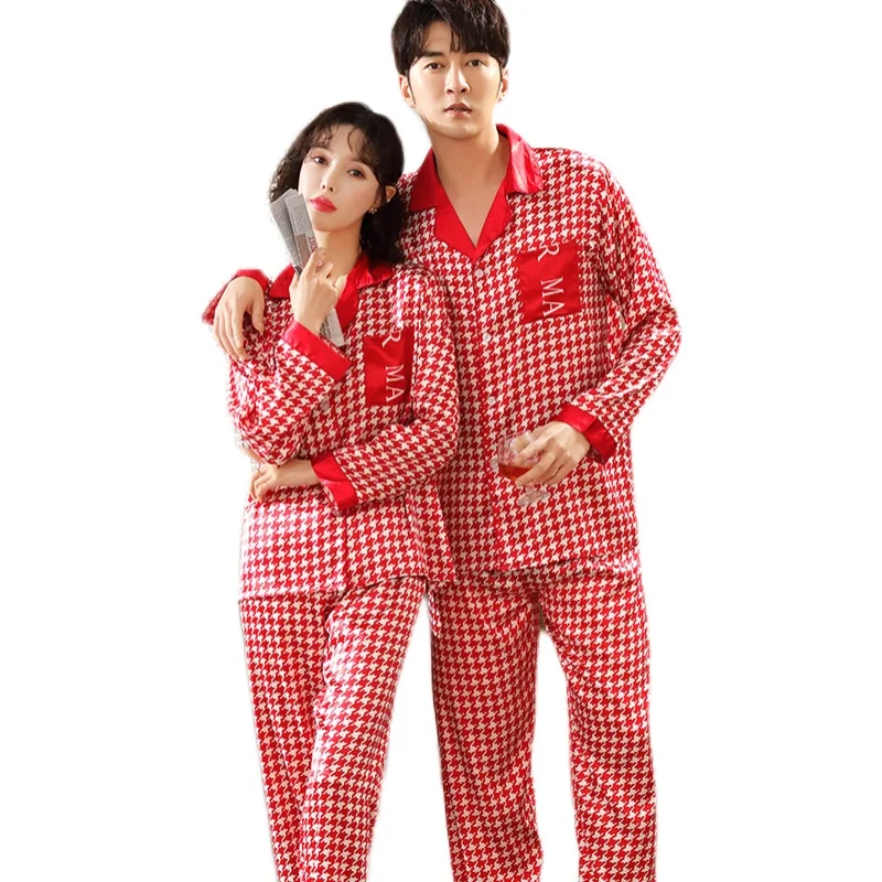 Couple's Ice Pajamas Women's Spring and Autumn Bridal Wedding Sexy Two-Piece Nightgown Japanese Men's Silk Suit Summer 
Couple's Ice Pajamas Women's Spring and Autumn Bridal Wedding Sexy Two-Piece Nightgown Japanese Men's Silk Suit Summer