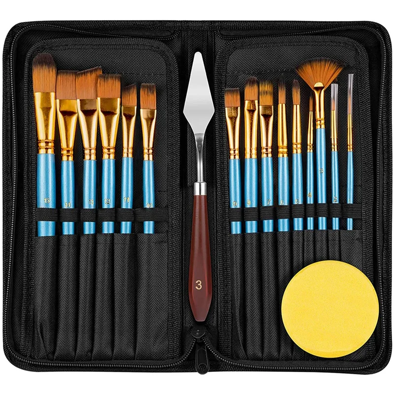 18PC Paint Brushes Set for Oil Painting, Brush + Palette Knife + Sponge for Craft, Artists Professional Paint Brush
18PC Paint Brushes Set for Oil Painting, Brush + Palette Knife + Sponge for Craft, Artists Professional Paint Brush