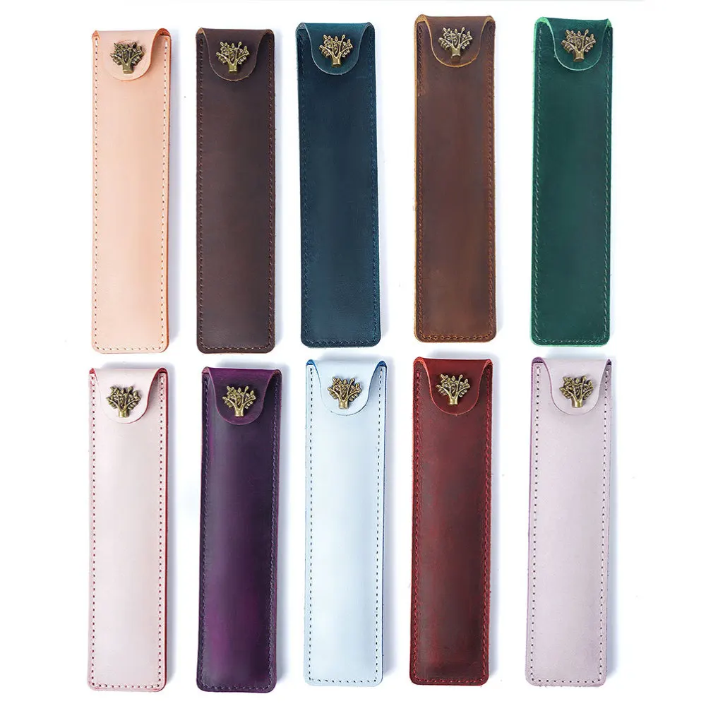 Genuine Leather Pen Pouch Holder Single Pencil Bag Pen Case with Snap Button for Rollerball Fountain Ballpoint Pen (Sky-blue)
Genuine Leather Pen Pouch Holder Single Pencil Bag Pen Case with Snap Button for Rollerball Fountain Ballpoint Pen (Sky-blue)