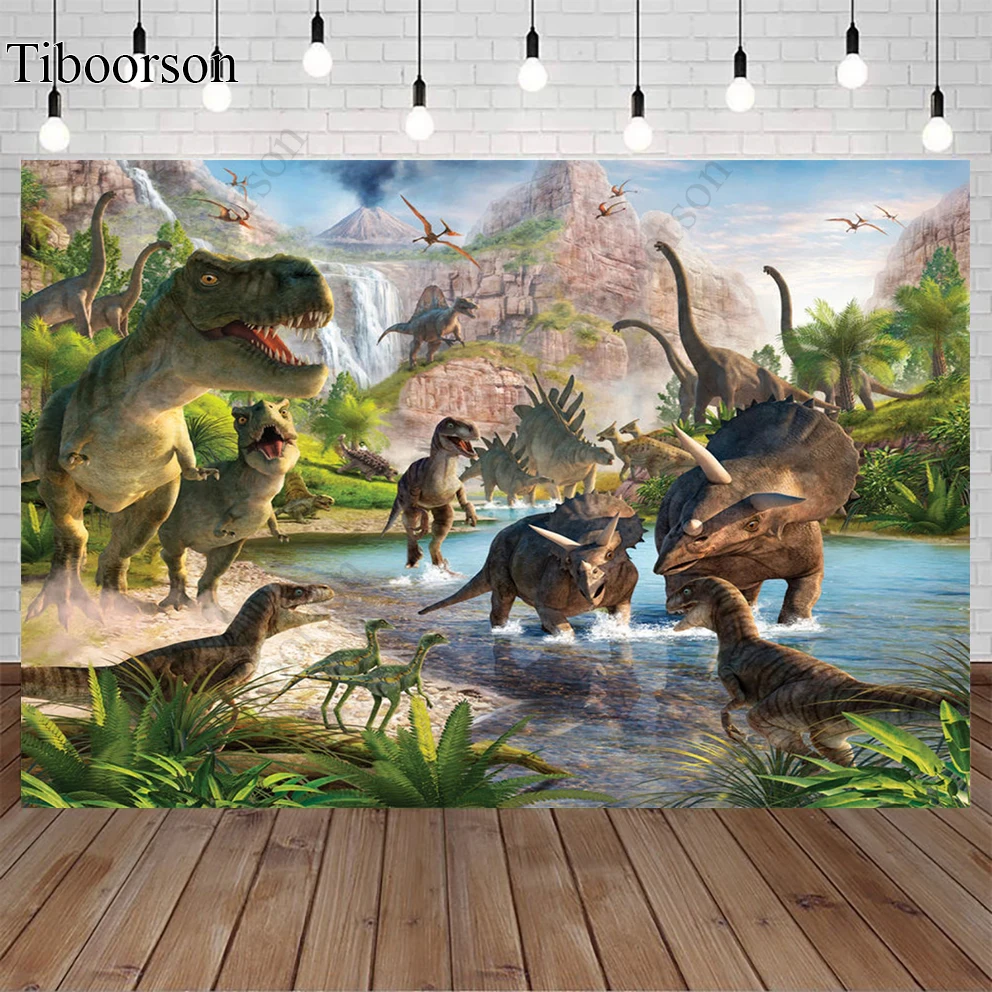 

Primitive Jungle Jurassic World Park Photography Backdrop Children Birthday Party Baby Shower Dinosaur Background Photo Studio